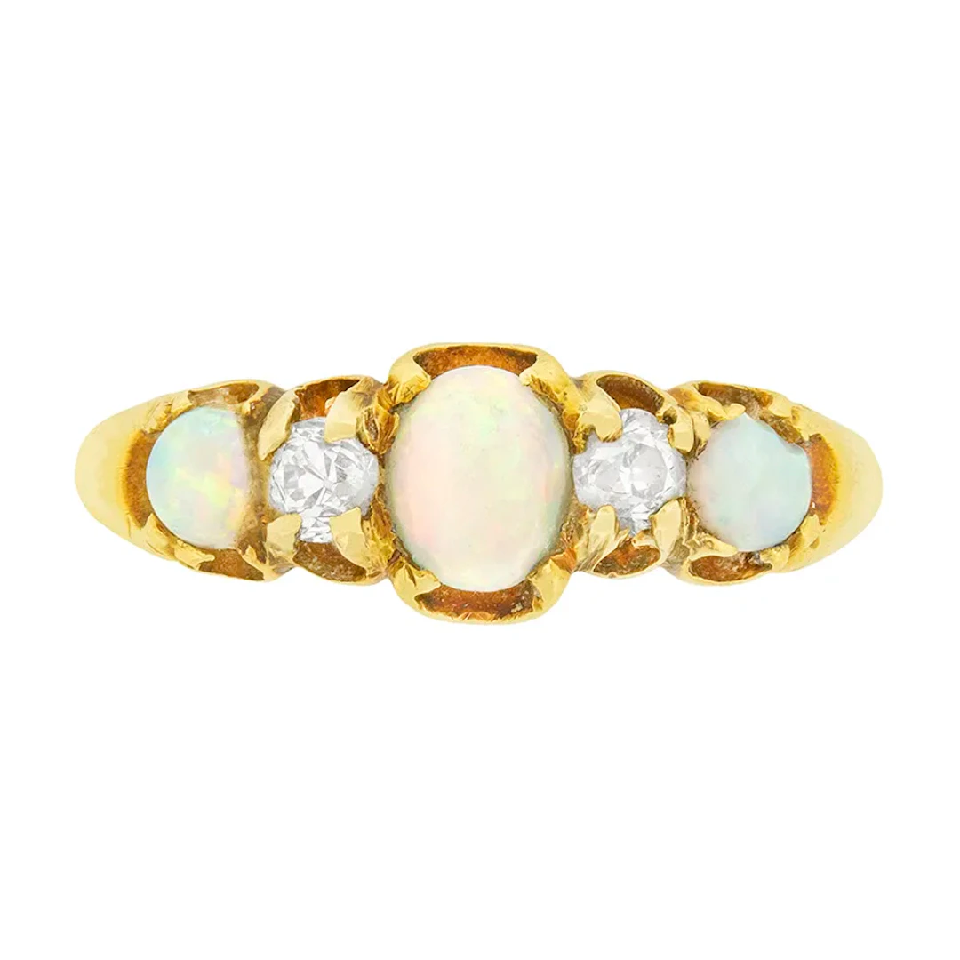 Victorian 0.40ct Opal and Diamond Ring, c.1900s