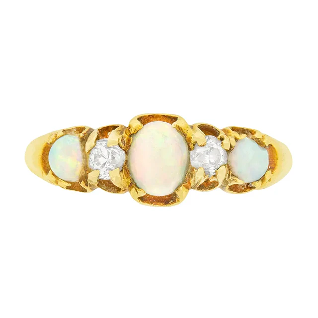 Victorian 0.40ct Opal and Diamond Ring, c.1900s