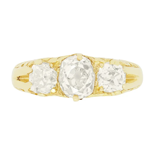 Victorian 1.90ct Diamond Three Stone Ring, c.1880s