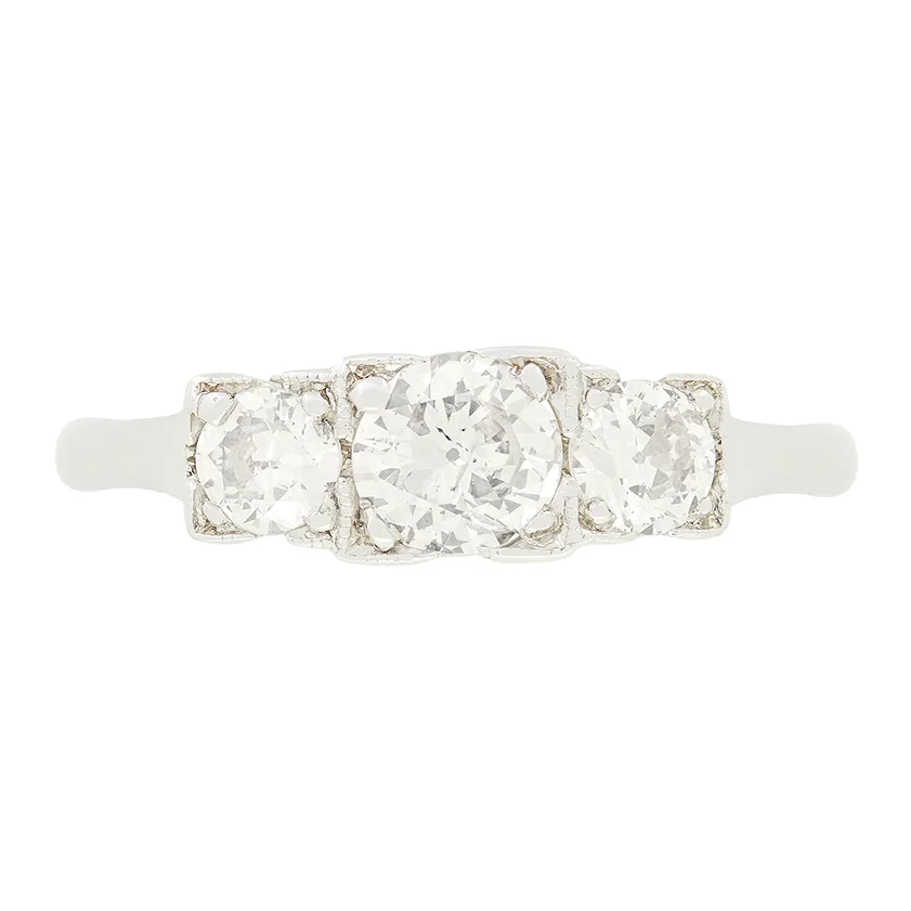 Art Deco 0.90ct Diamond Trilogy Ring, c.1920s
