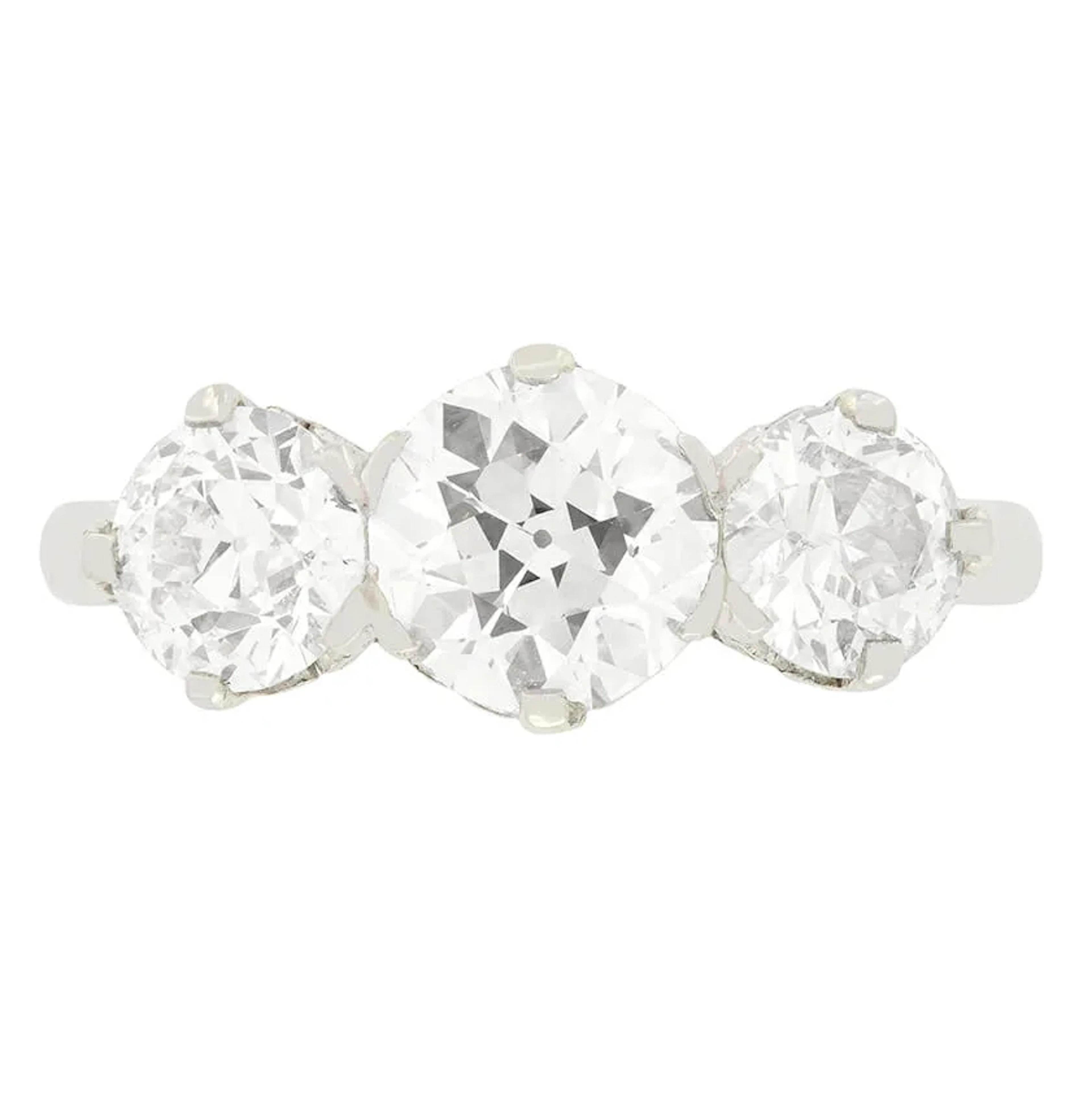 Art Deco 2.60ct Diamond Trilogy Ring, c.1920s