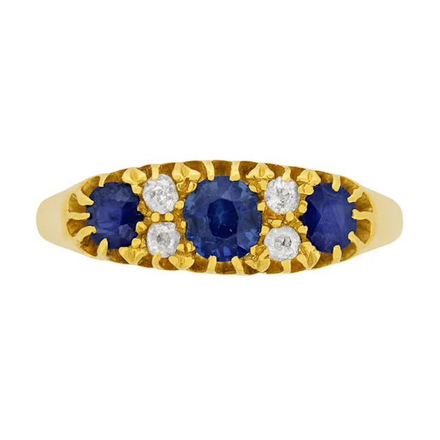 Late Victorian 1.00ct Sapphire and Diamond Cluster Ring, c.1900s