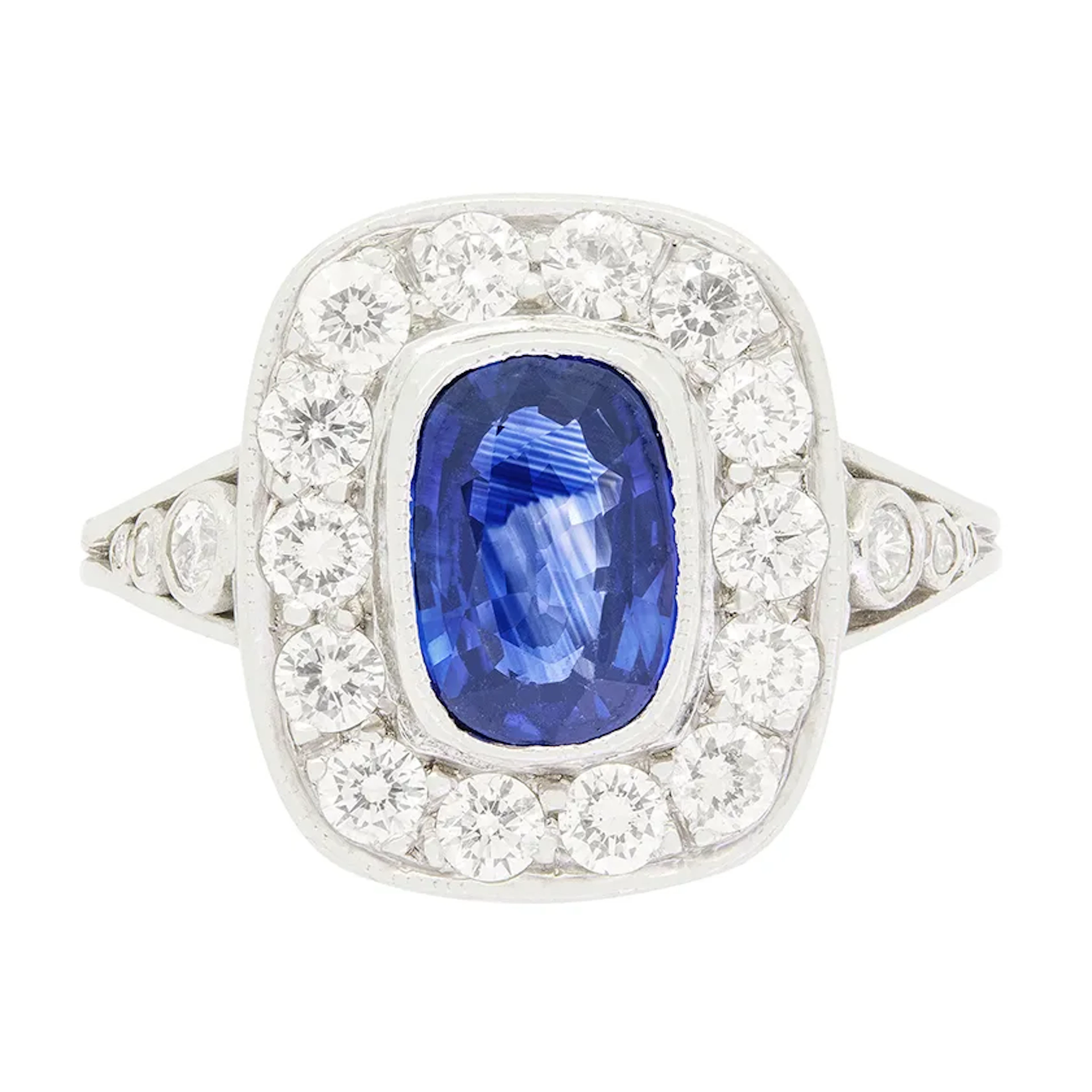 Vintage 1.25ct Sapphire and Diamond Cluster, c.1960s