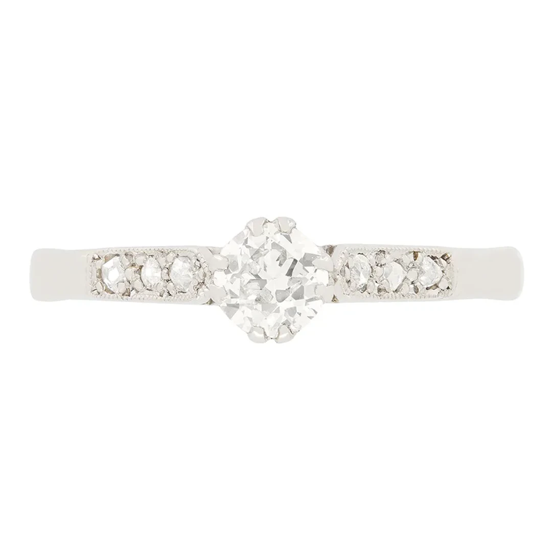 Art Deco 0.40ct Diamond Solitaire Ring, c.1920s