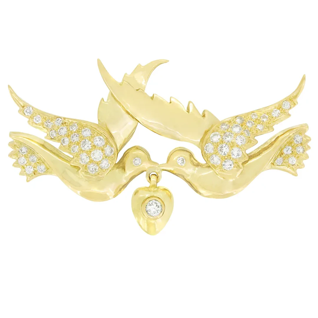 Vintage 0.82ct Diamond Boodles Love Birds Brooch, c.1980s