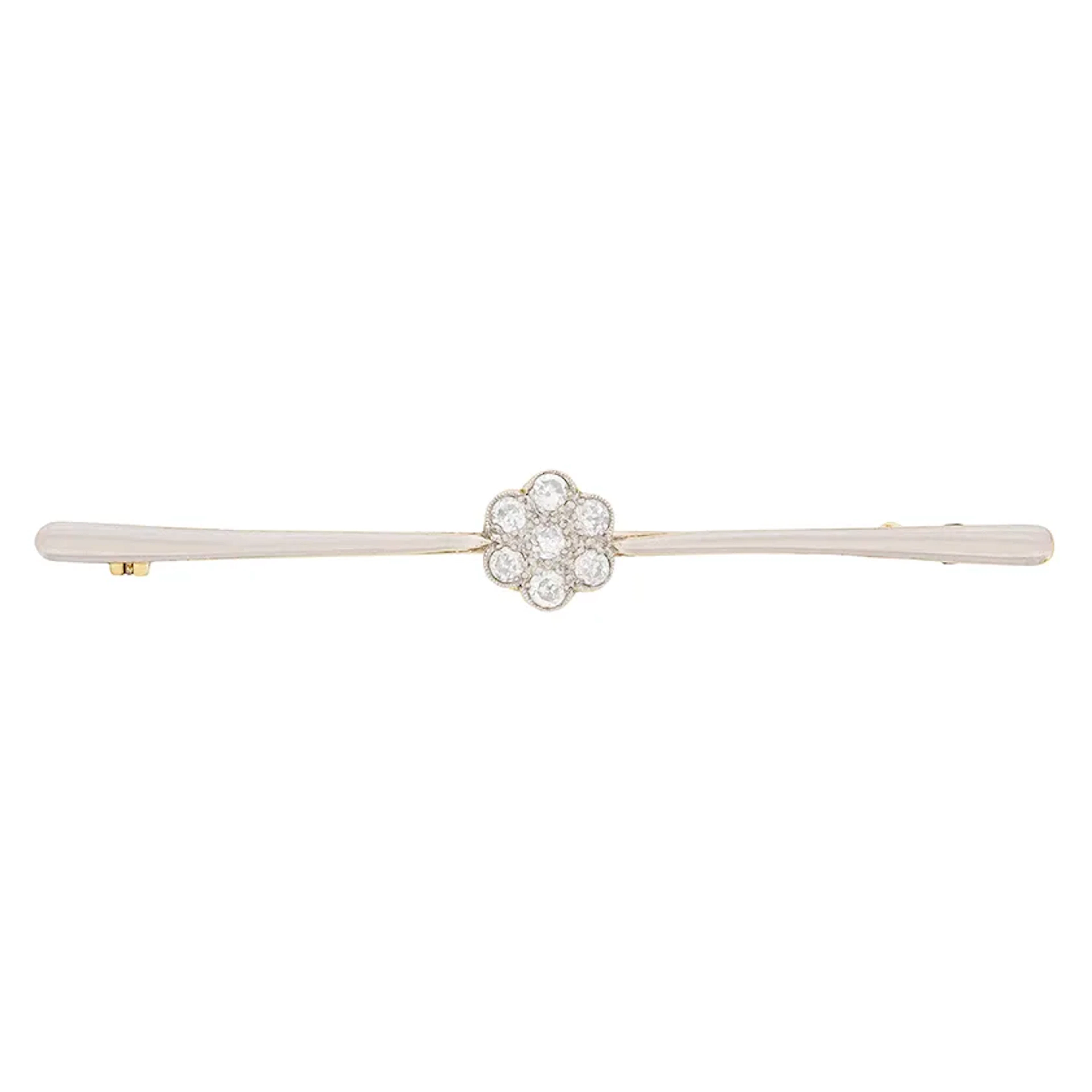 Edwardian Old Cut Diamond Daisy Brooch, c.1910s