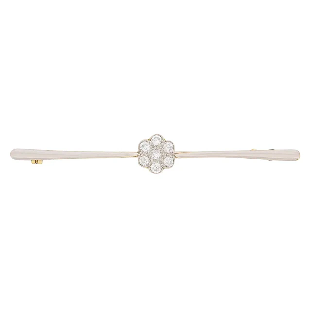 Edwardian Old Cut Diamond Daisy Brooch, c.1910s