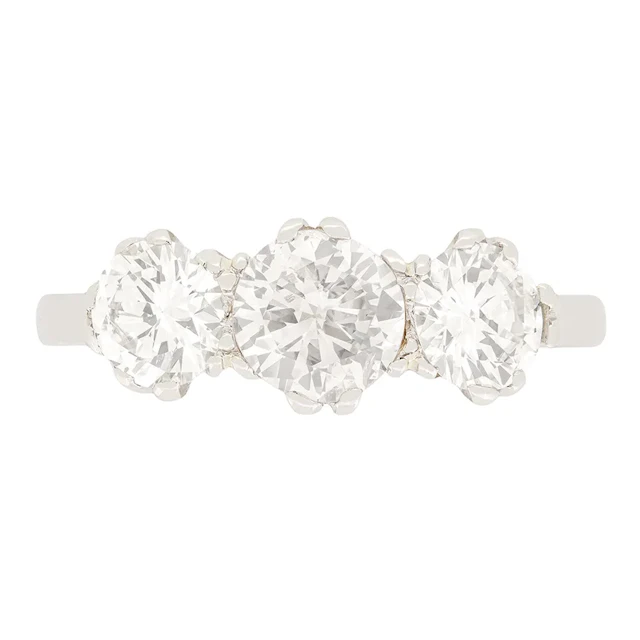 Late Deco 1.40ct Diamond Trilogy Ring, c.1940