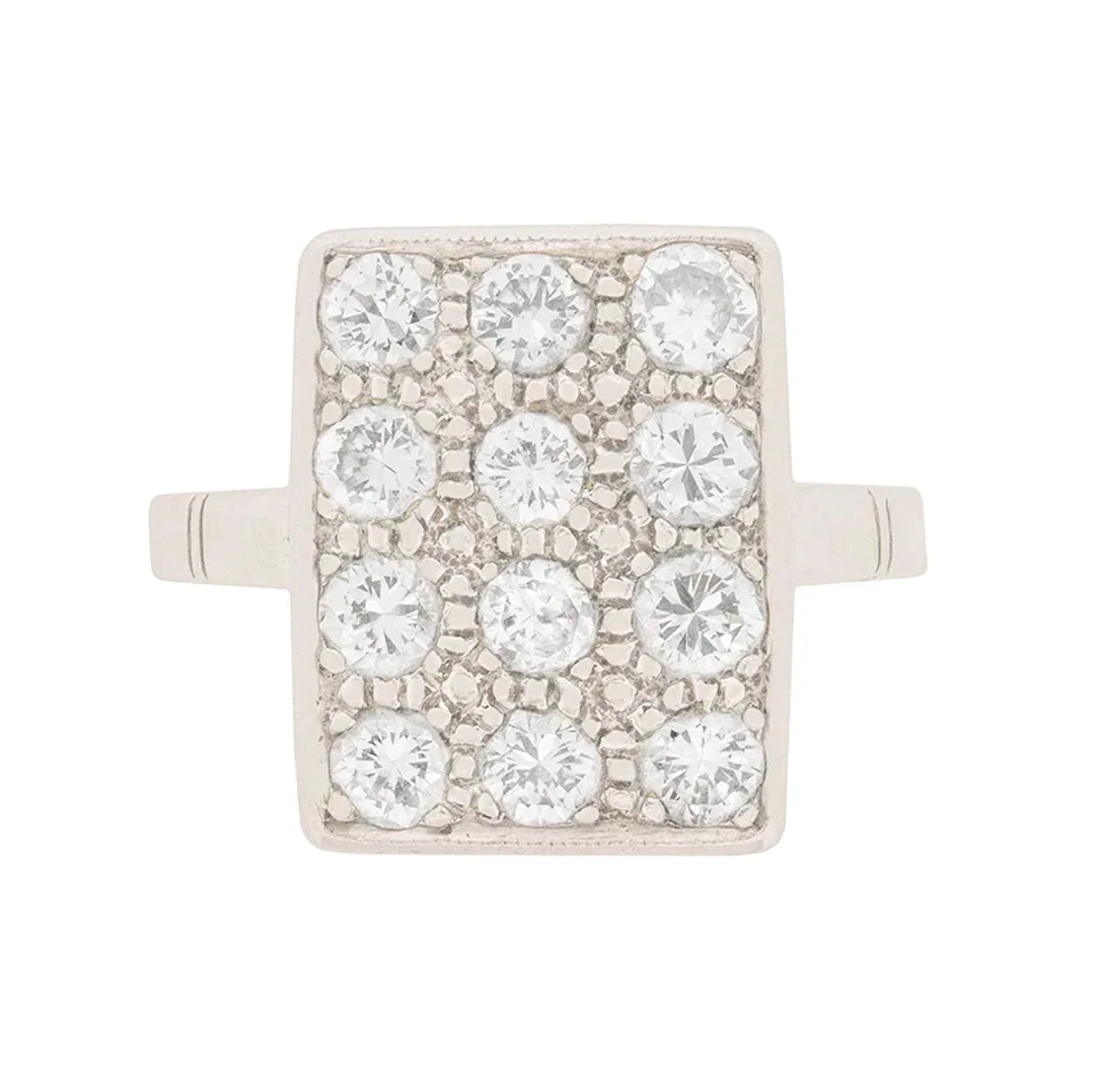 Late Deco Diamond Cluster Ring, c.1940s
