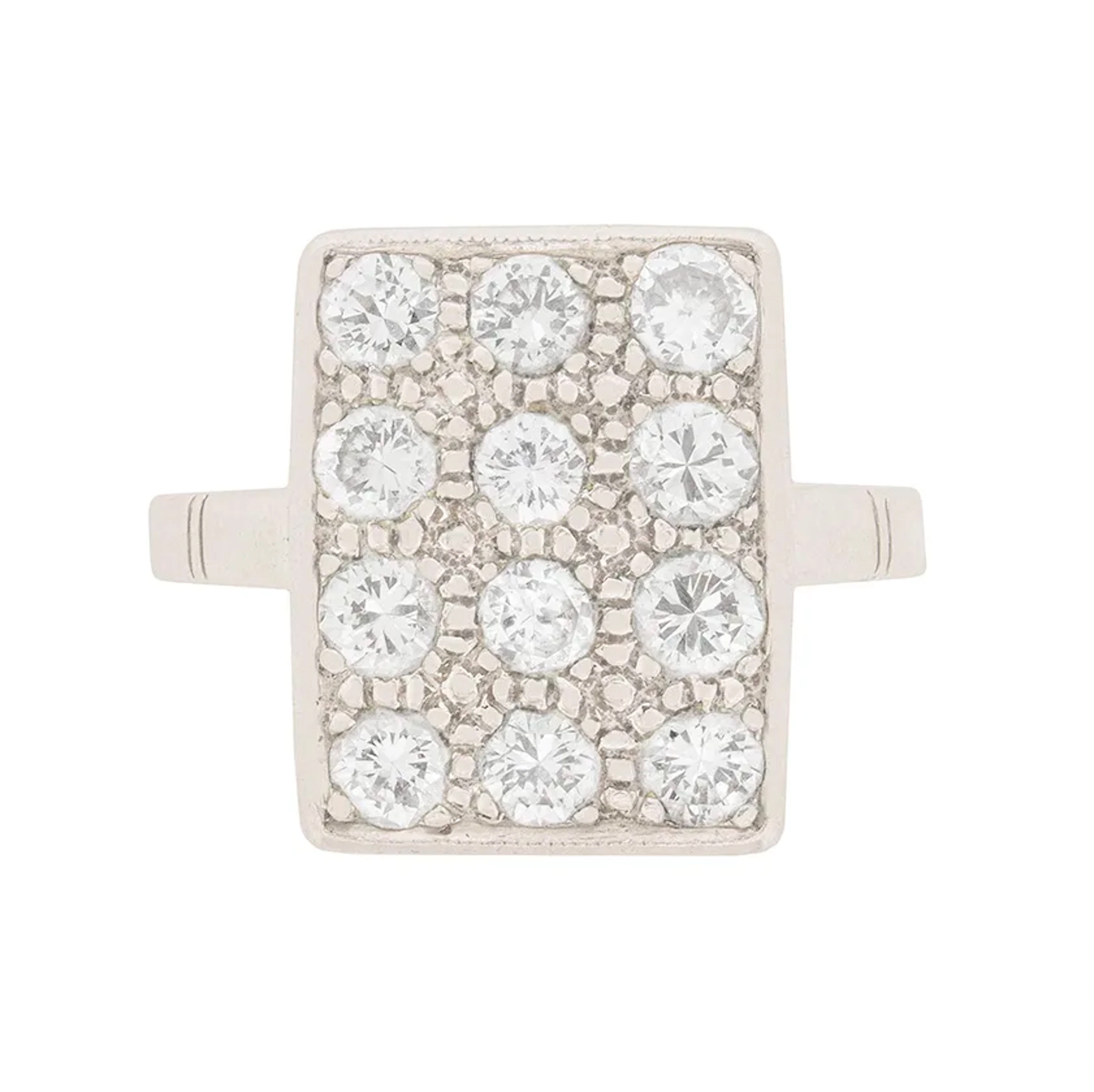 Late Deco Diamond Cluster Ring, c.1940s