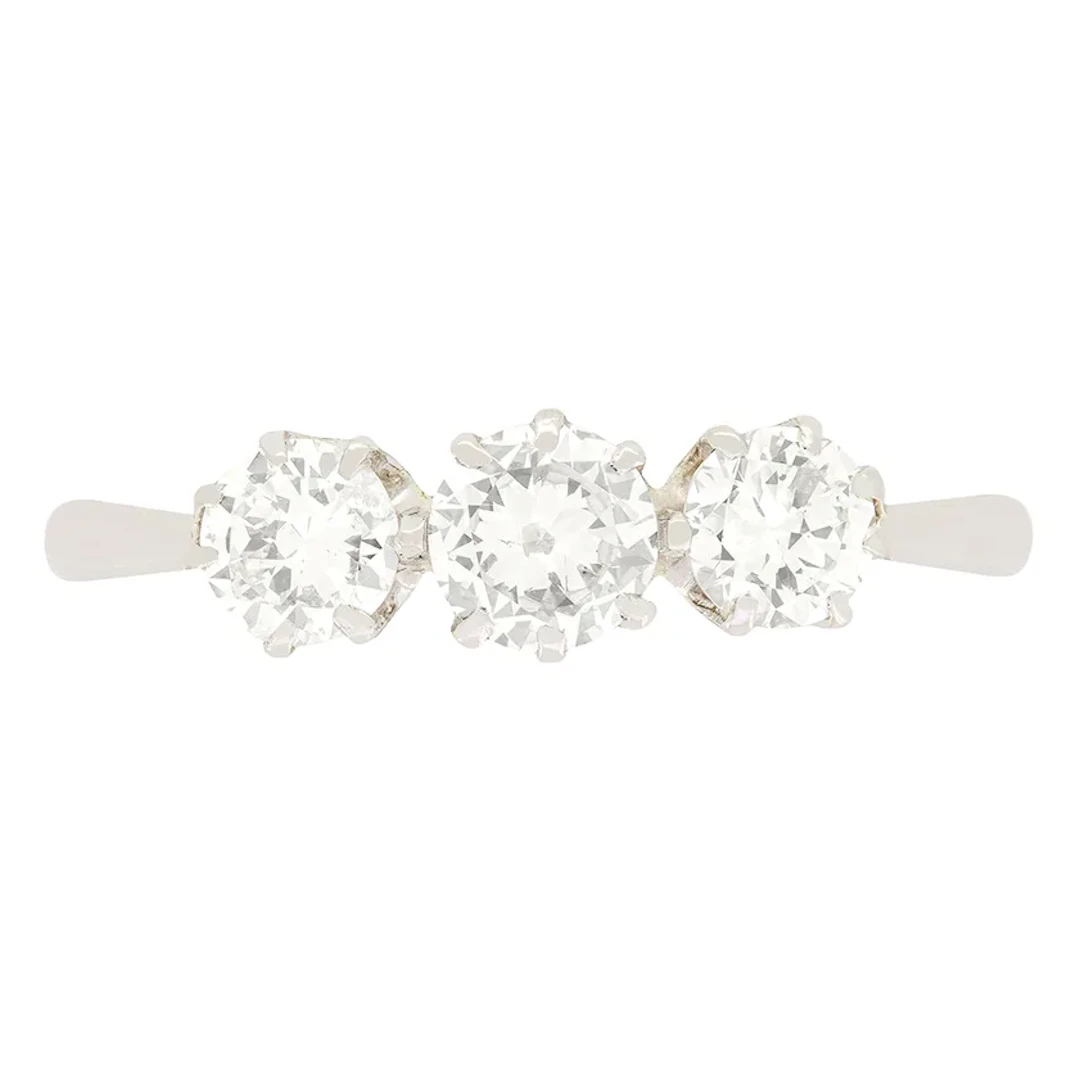 Late Deco 1.00ct Diamond Trilogy Ring, c.1930s