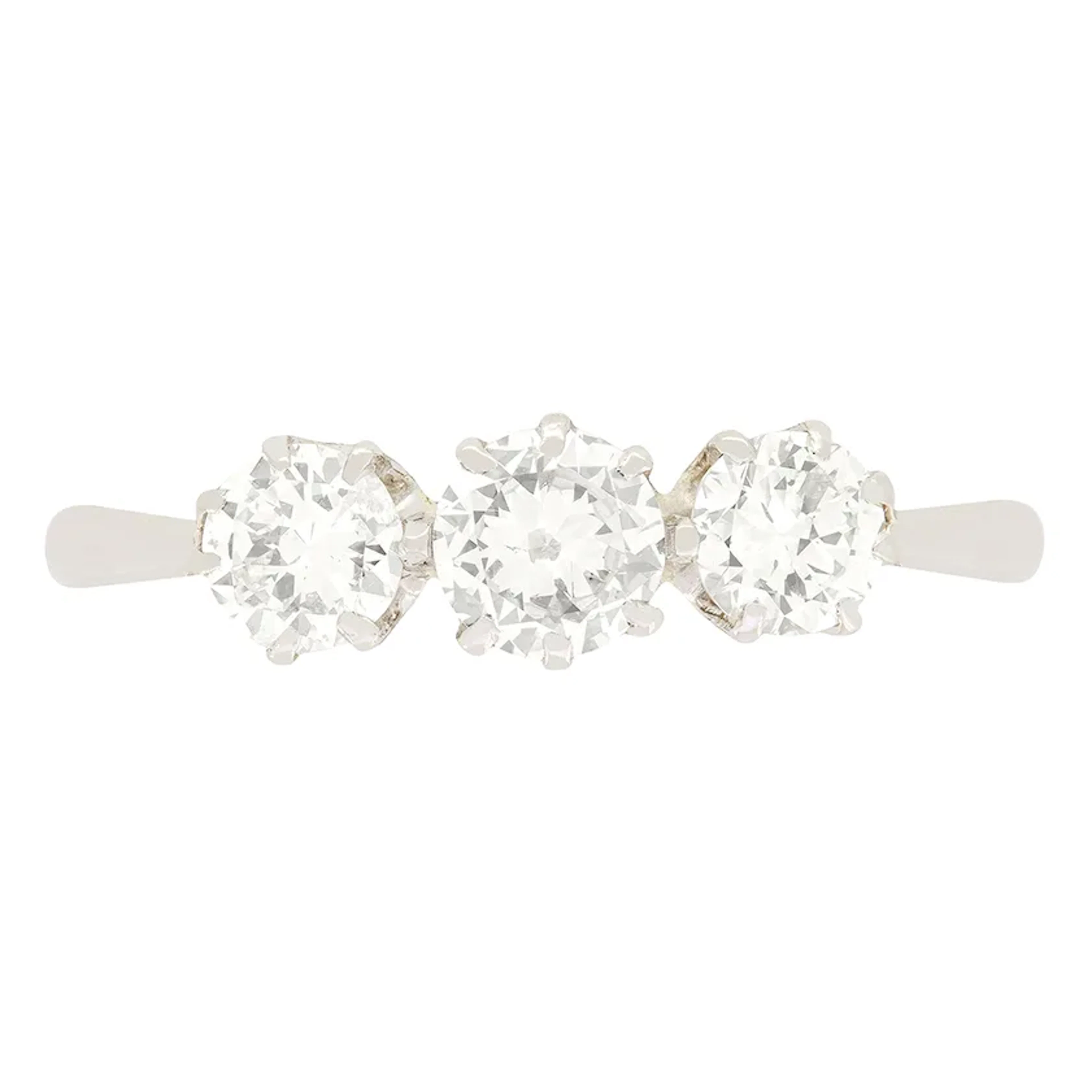 Late Deco 1.00ct Diamond Trilogy Ring, c.1930s