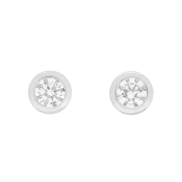 Contemporary 0.40ct Rub Over Set Diamond Earrings