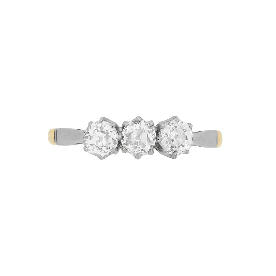Edwardian Three Stone Diamond Engagement Ring, c.1910
