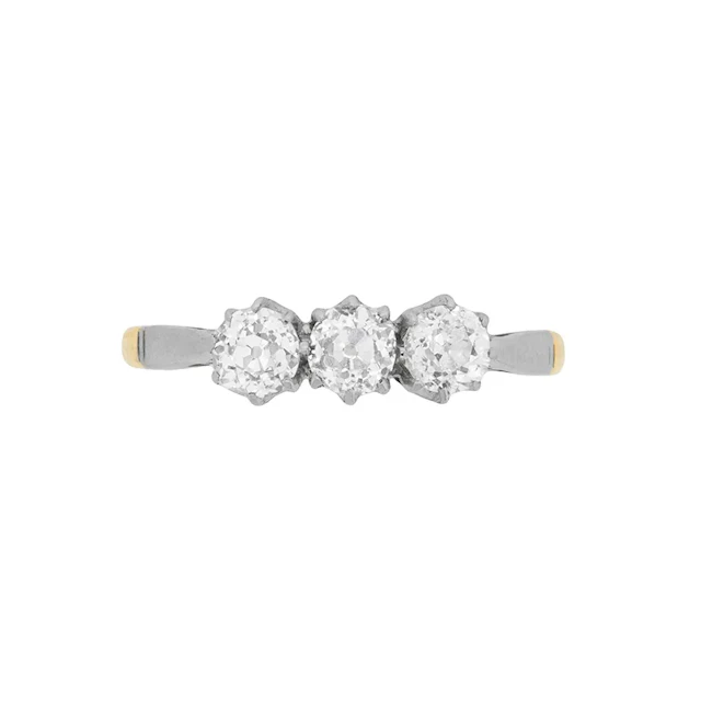 Edwardian Three Stone Diamond Engagement Ring, c.1910