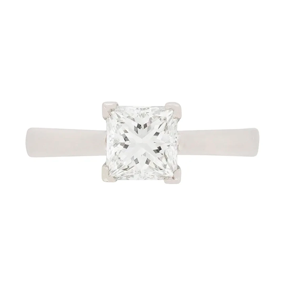 Contemporary 0.78ct Princess Cut Diamond Solitaire Engagement Ring