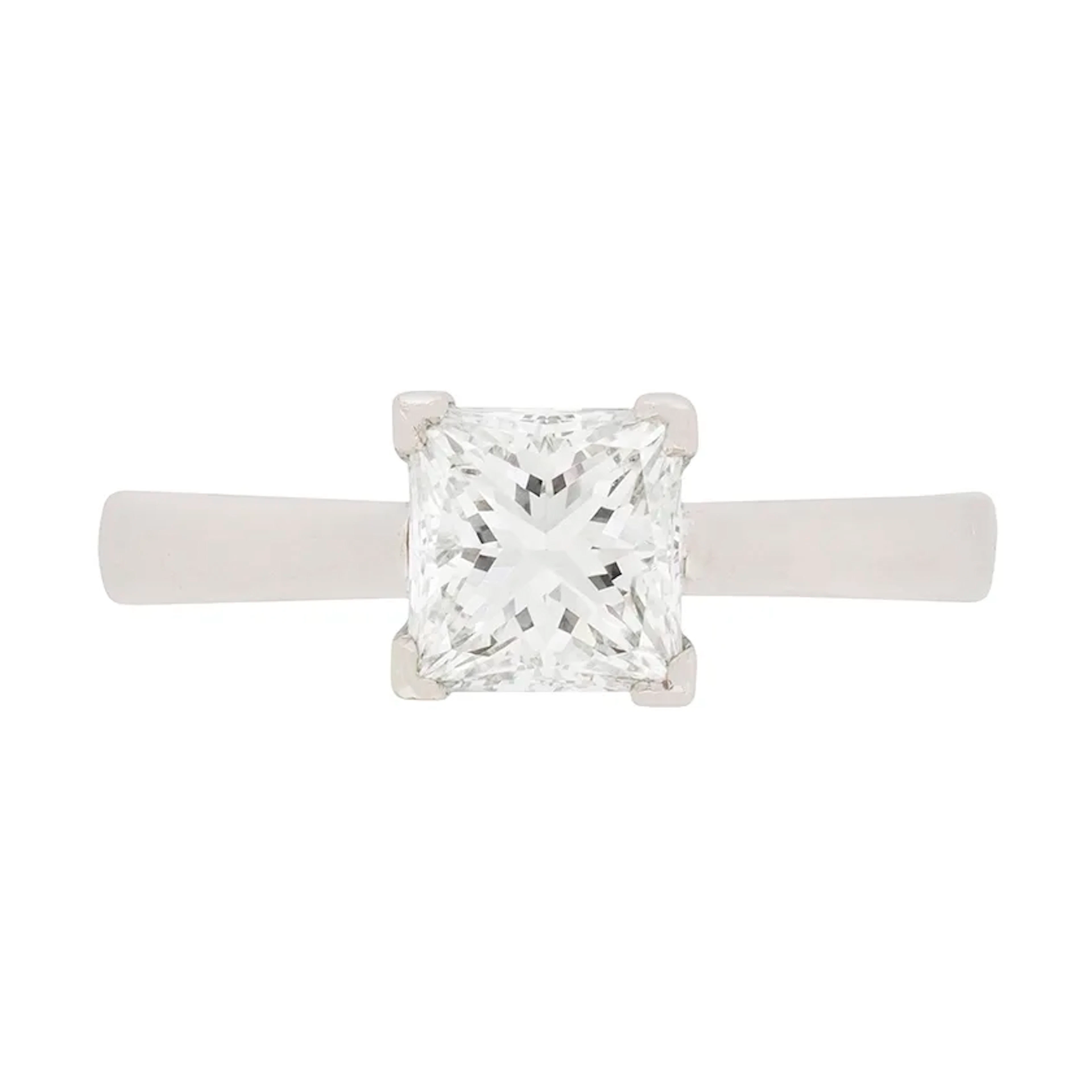 Contemporary 0.78ct Princess Cut Diamond Solitaire Engagement Ring