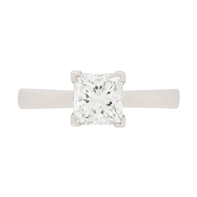 Contemporary 0.78ct Princess Cut Diamond Solitaire Engagement Ring