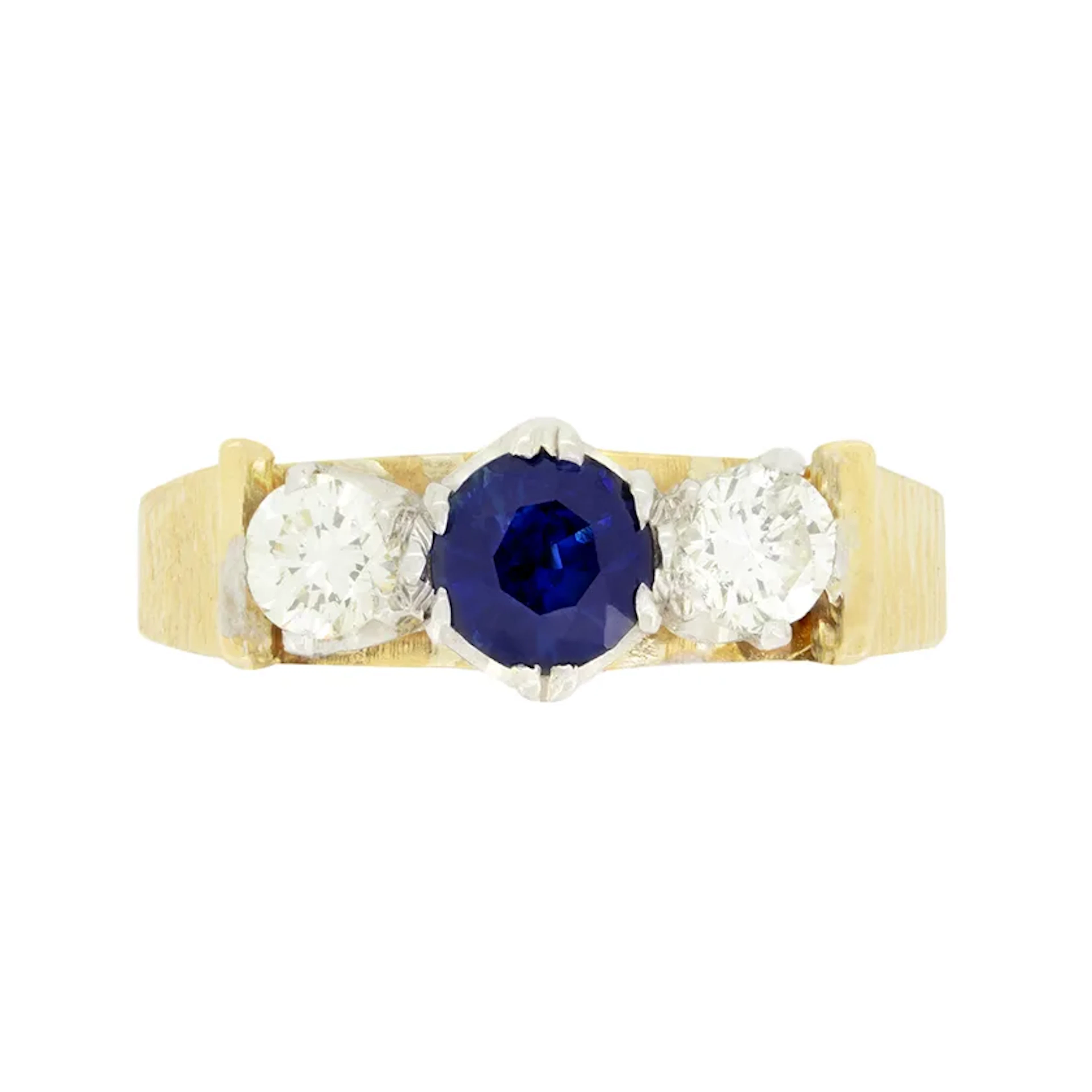 Vintage 0.50ct Sapphire and Diamond Three Stone Ring, c.1980s