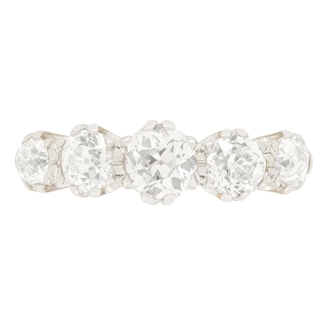 Art Deco 2.40ct Diamond Five Stone Ring, c.1930s