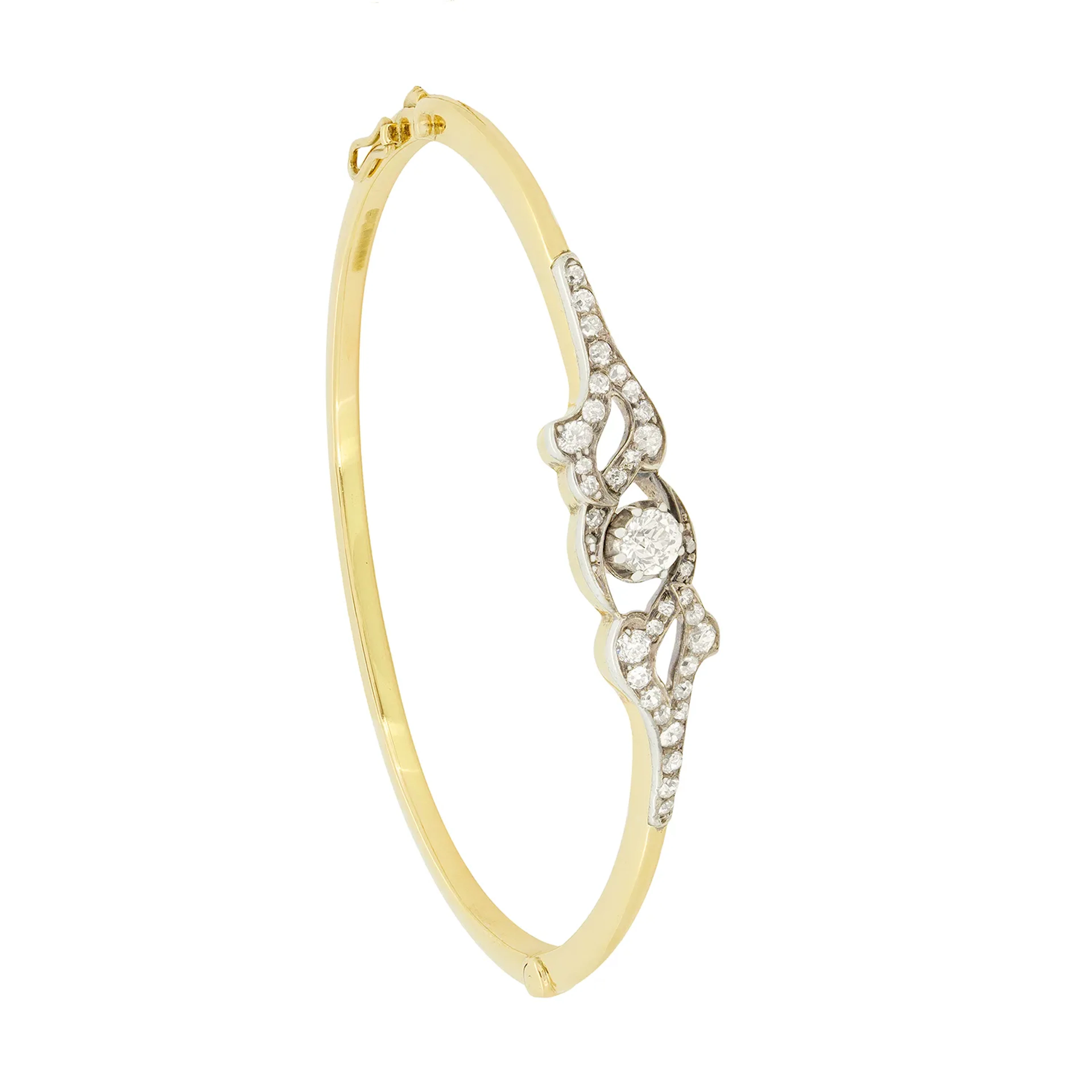 Edwardian 1.00ct Diamond Bangle, c.1910s