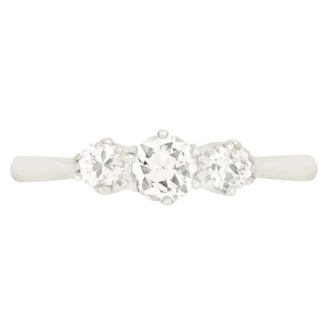 Art Deco 0.65ct Diamond Three Stone Ring, c.1920s