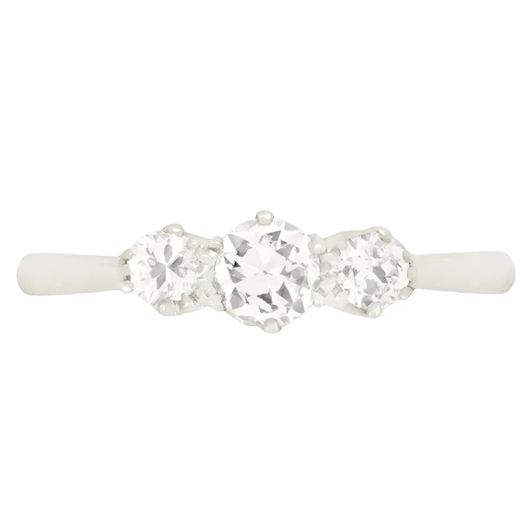 Art Deco 0.65ct Diamond Three Stone Ring, c.1920s