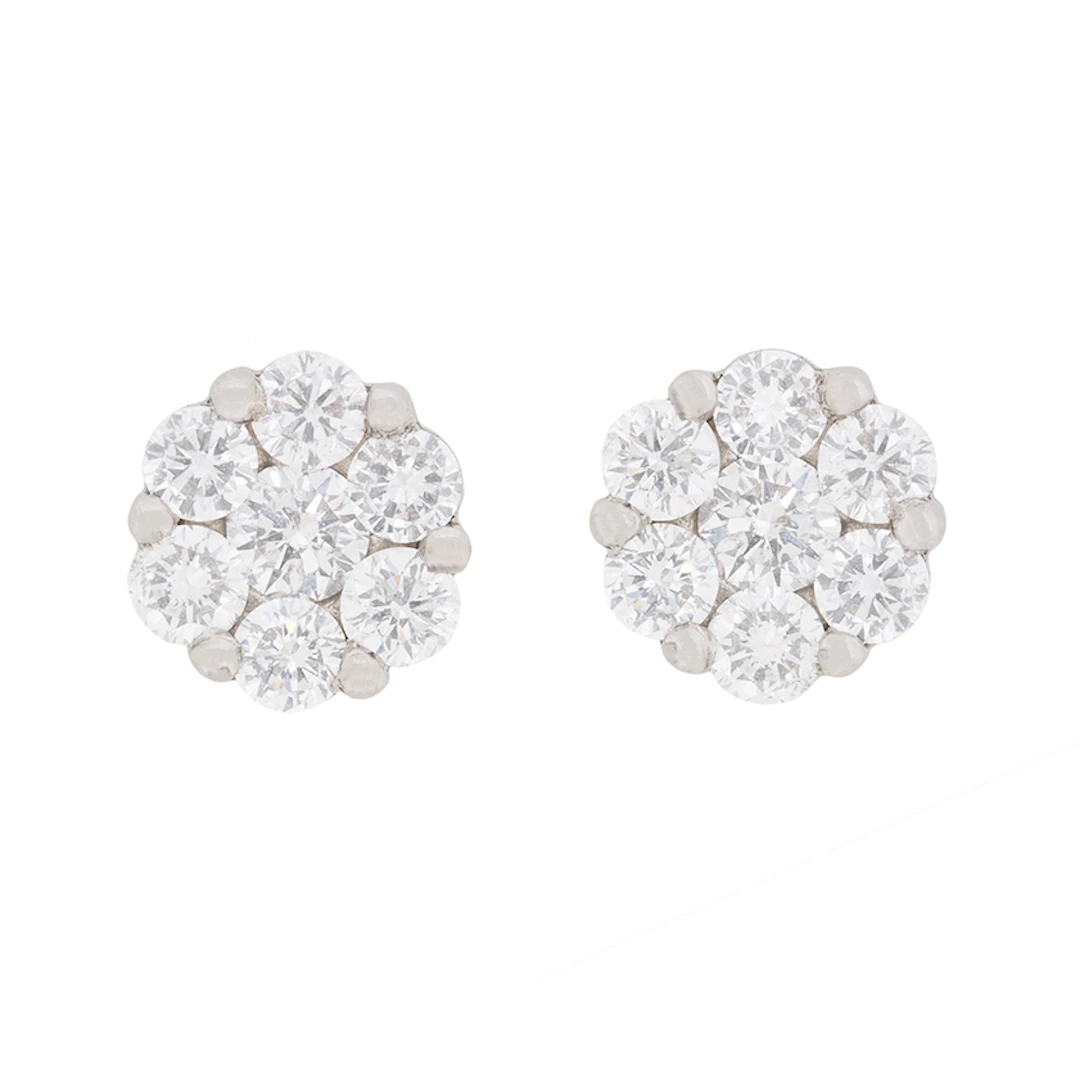 Contemporary 0.80ct Diamond Cluster Earrings
