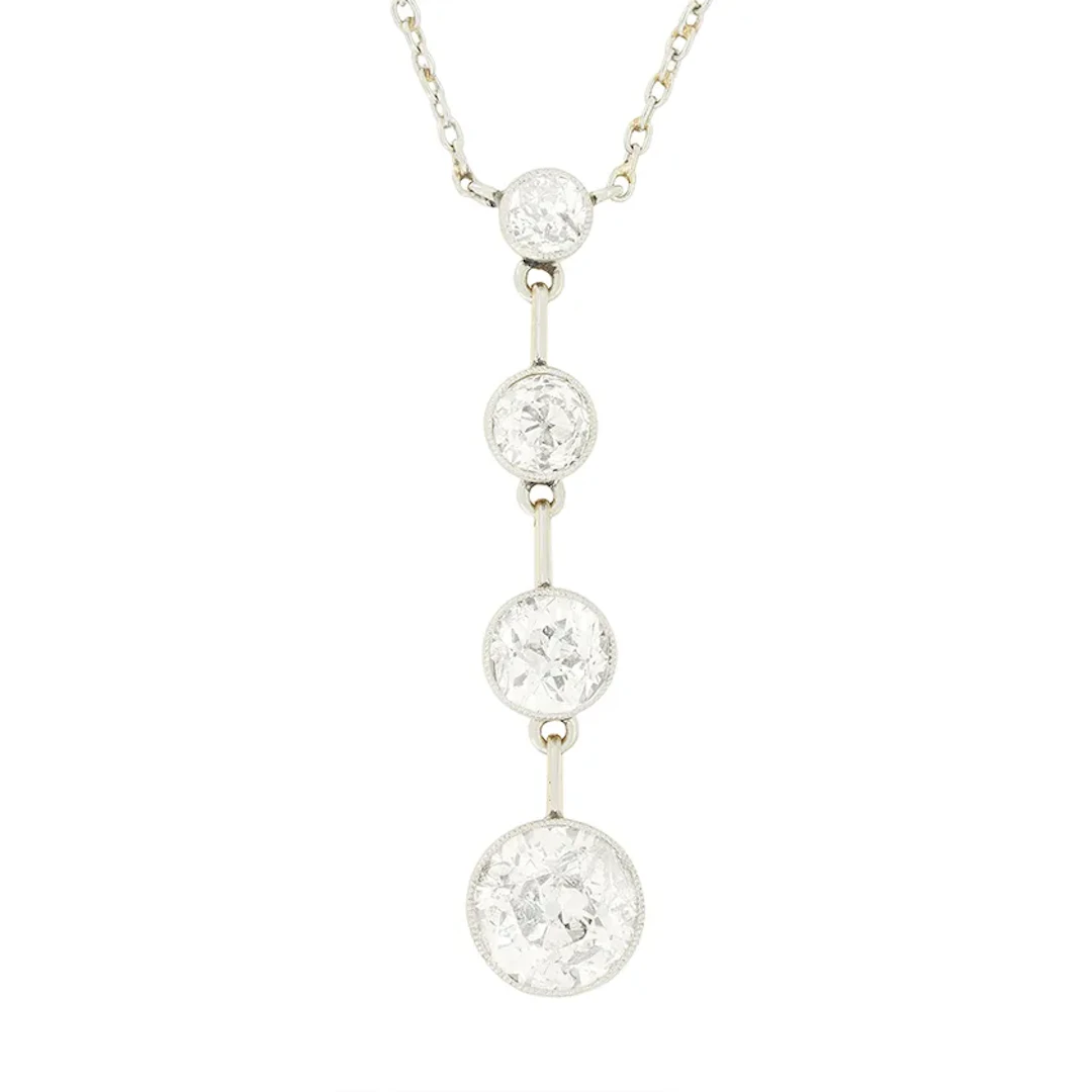 Edwardian 3.25ct Diamond Drop Pendant, c.1910s