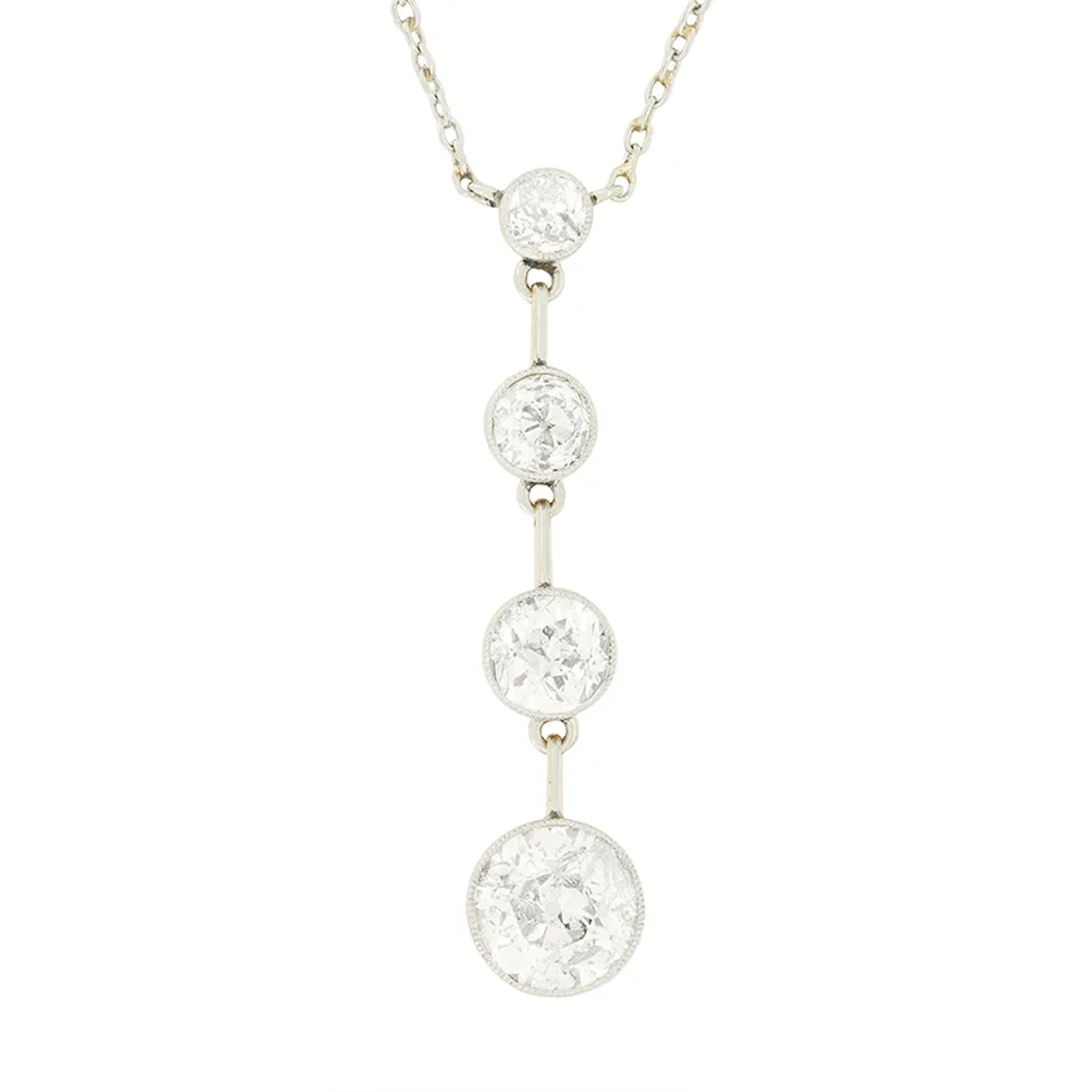 Edwardian 3.25ct Diamond Drop Pendant, c.1910s