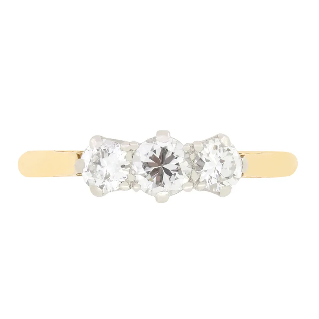 Vintage 0.70ct Diamond Trilogy Ring, c.1950s