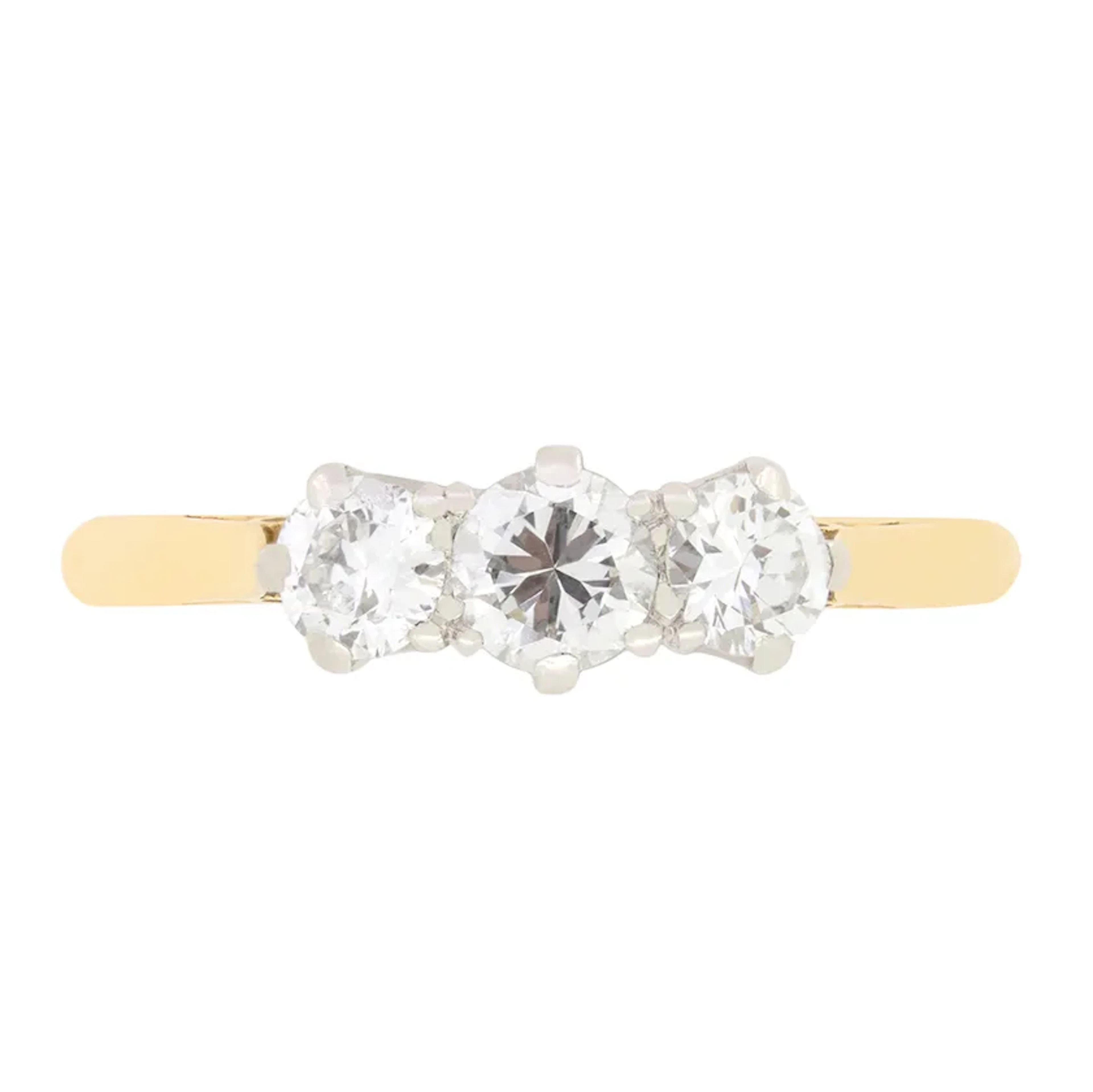 Vintage 0.70ct Diamond Trilogy Ring, c.1950s