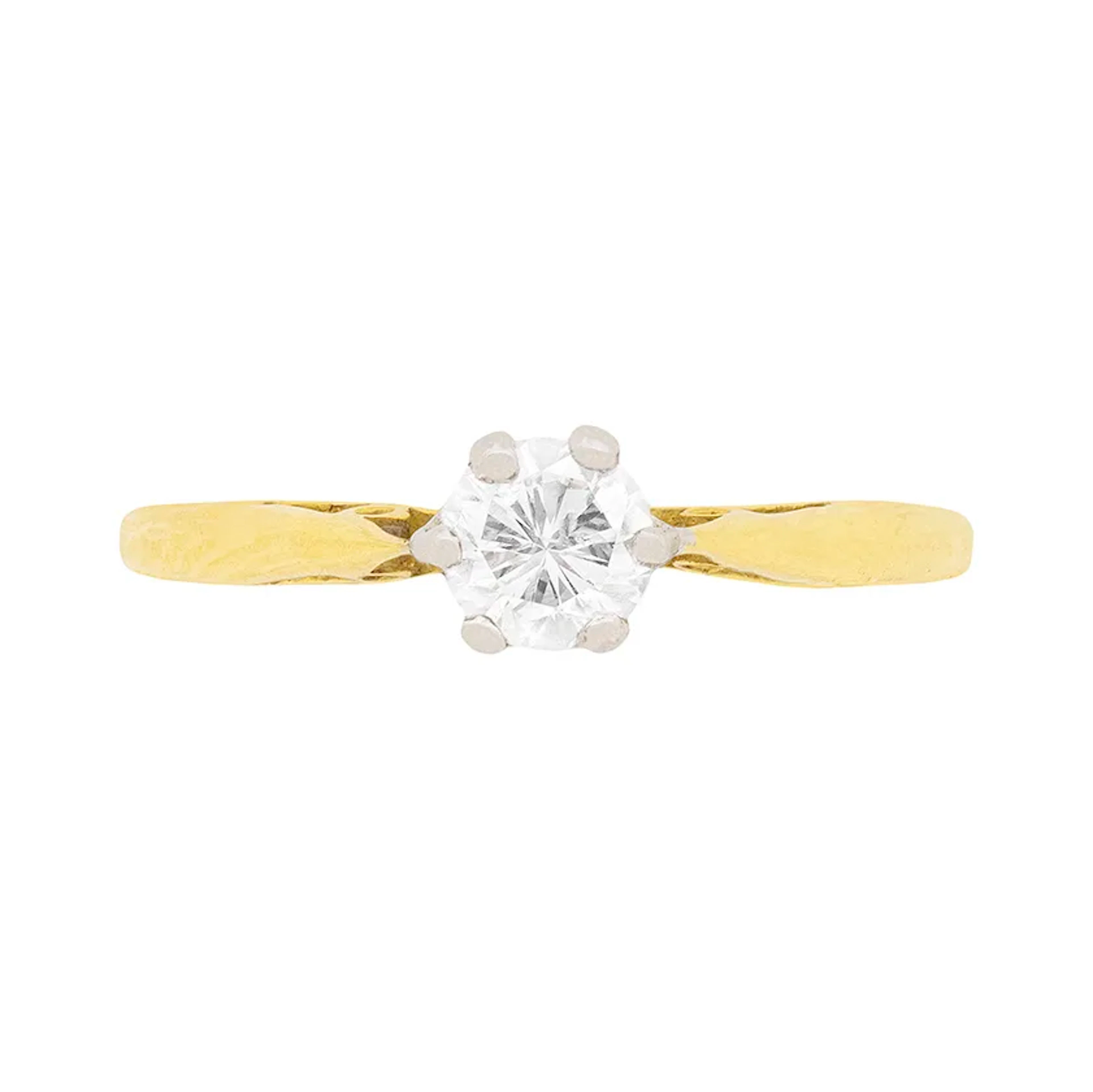 Vintage 0.40 Carat Transitional Cut Diamond Solitaire Engagement Ring, c.1940s