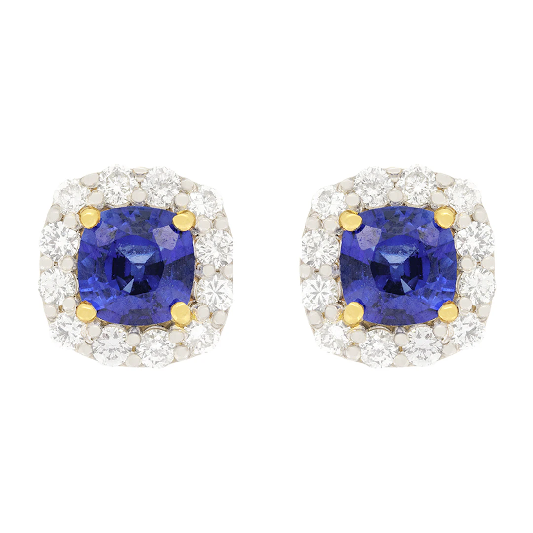 Vintage 1.40ct Sapphire and Diamond Earrings, c.1970s
