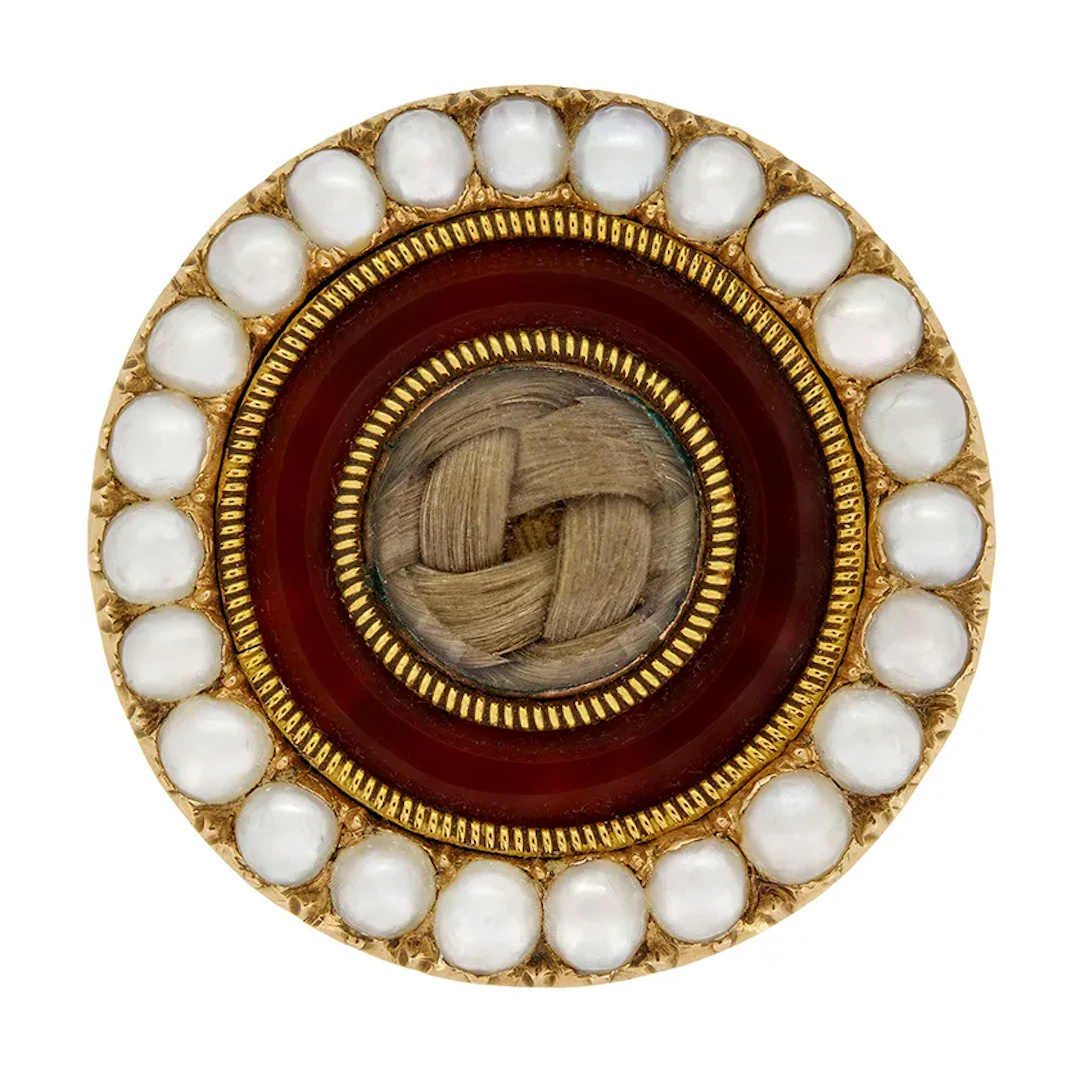 Victorian Pearl and Carnelian Mourning Ring, c.1880s
