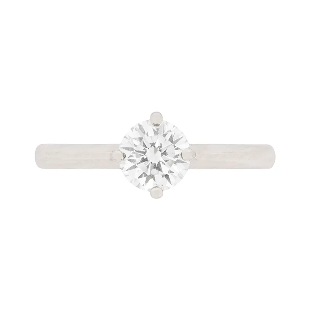 Contemporary 0.64ct Round Brilliant Cut Diamond Solitaire Engagement Ring