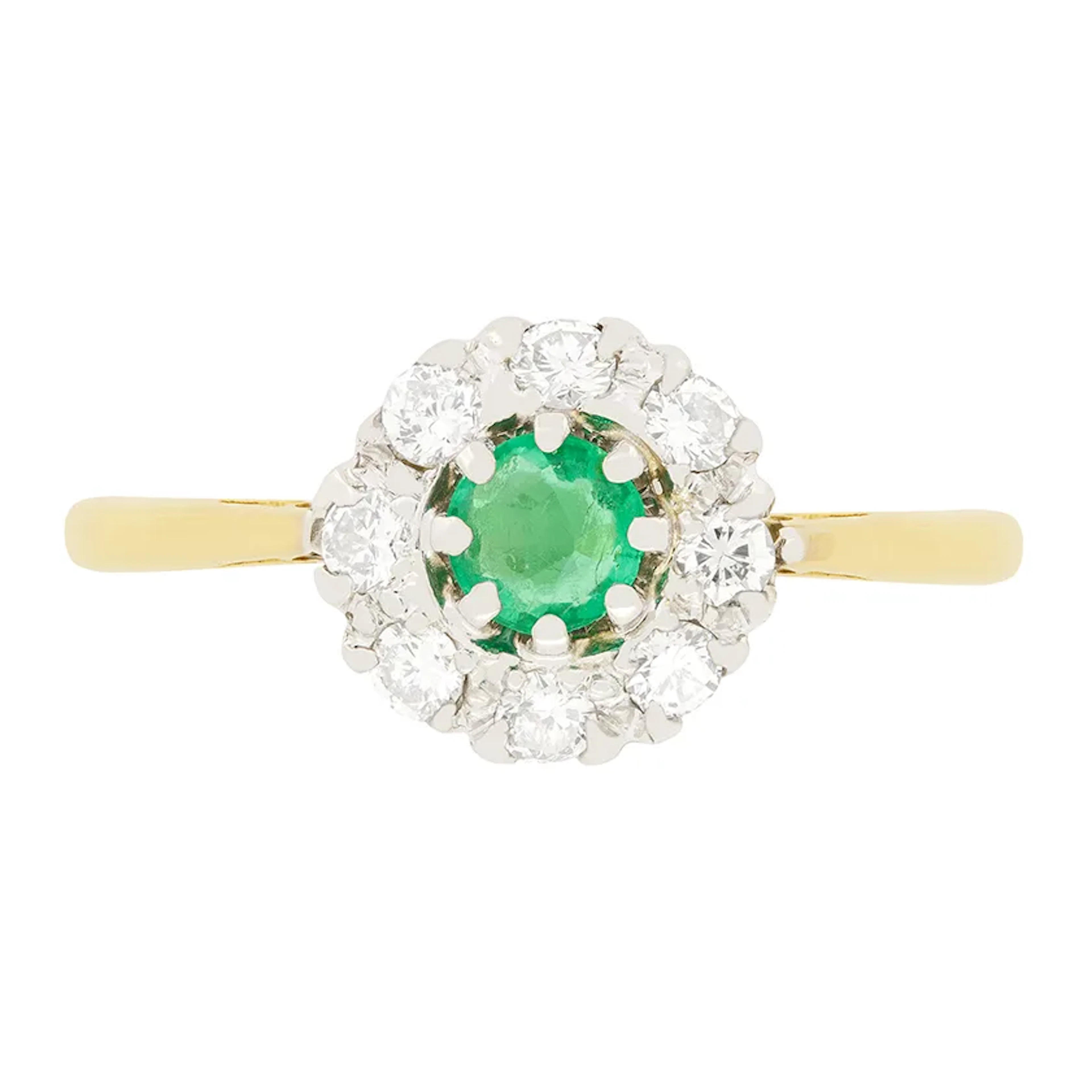 Art Deco 0.35ct Emerald and Diamond Cluster Ring, c.1930s