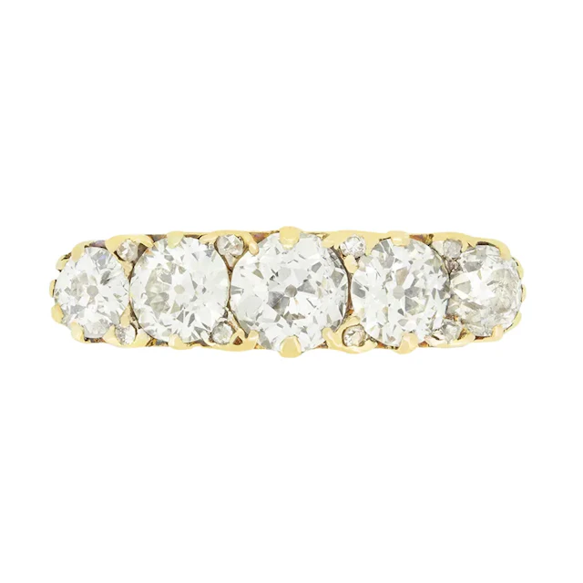 Victorian 2.15ct Diamond Five Stone Ring, c.1900s