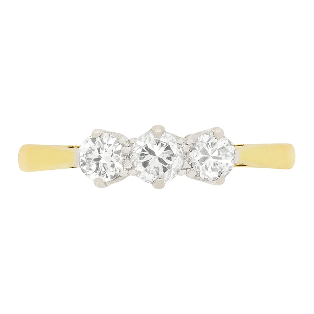 Art Deco 0.65ct Diamond Three Stone Engagement Ring c.1930s