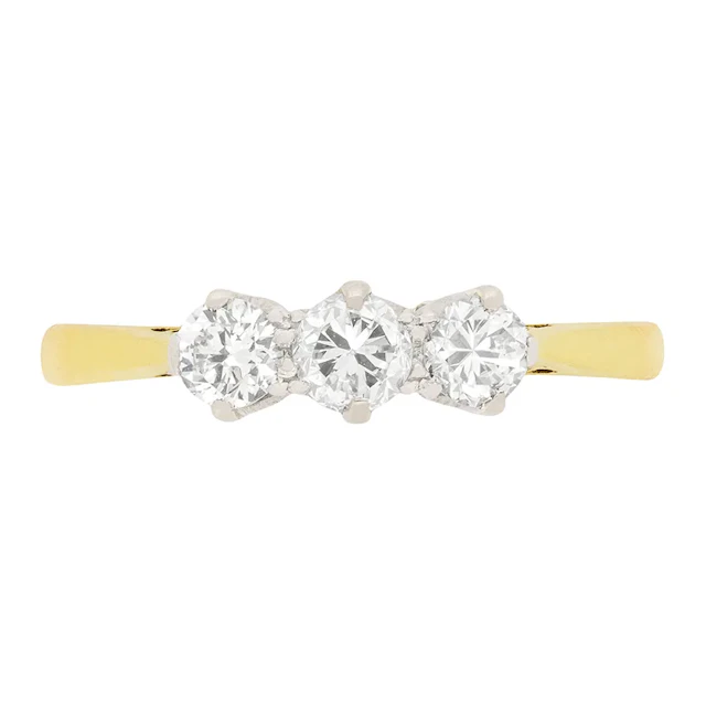 Art Deco 0.65ct Diamond Three Stone Engagement Ring c.1930s