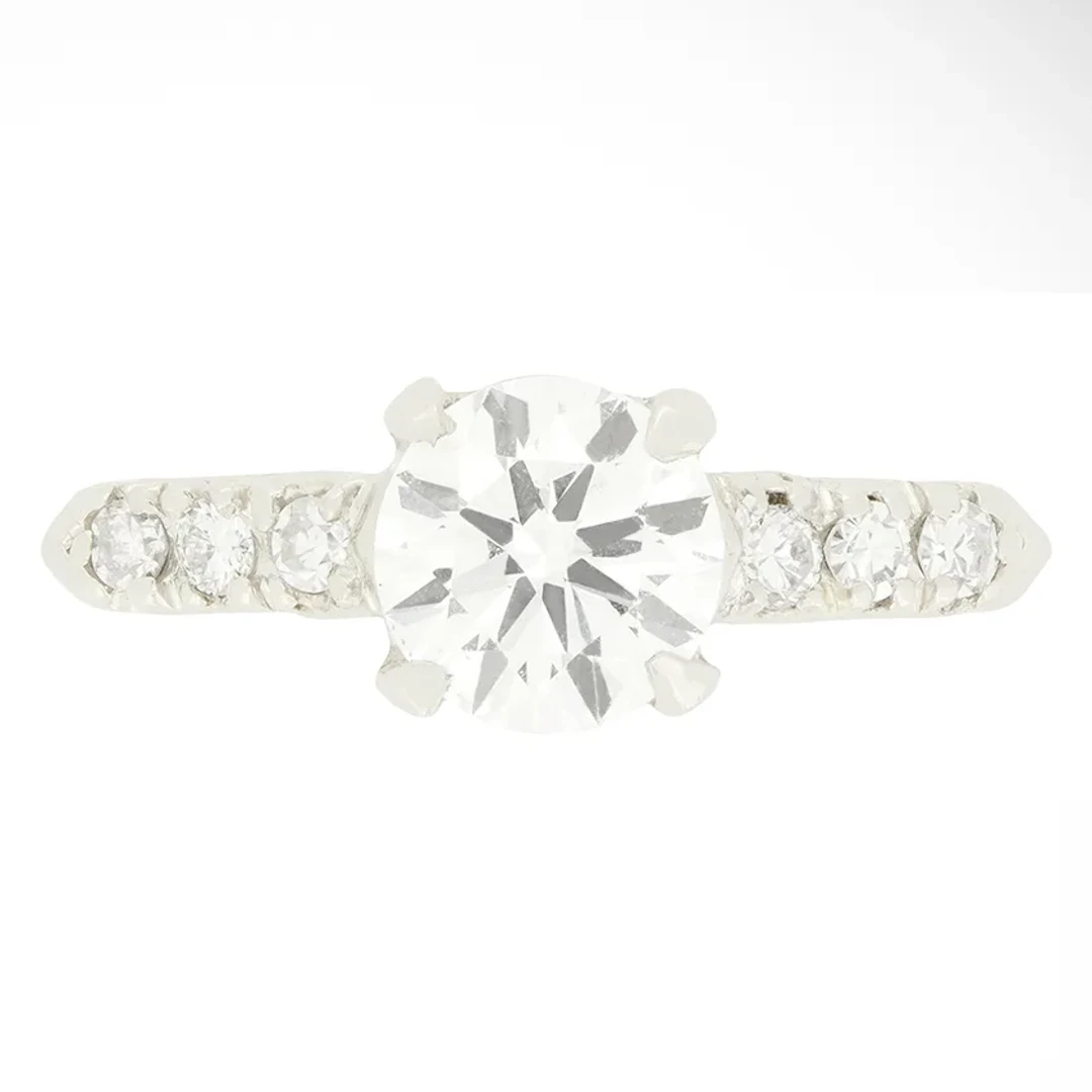 Late Deco 0.90ct Diamond Solitaire Ring, c.1940s