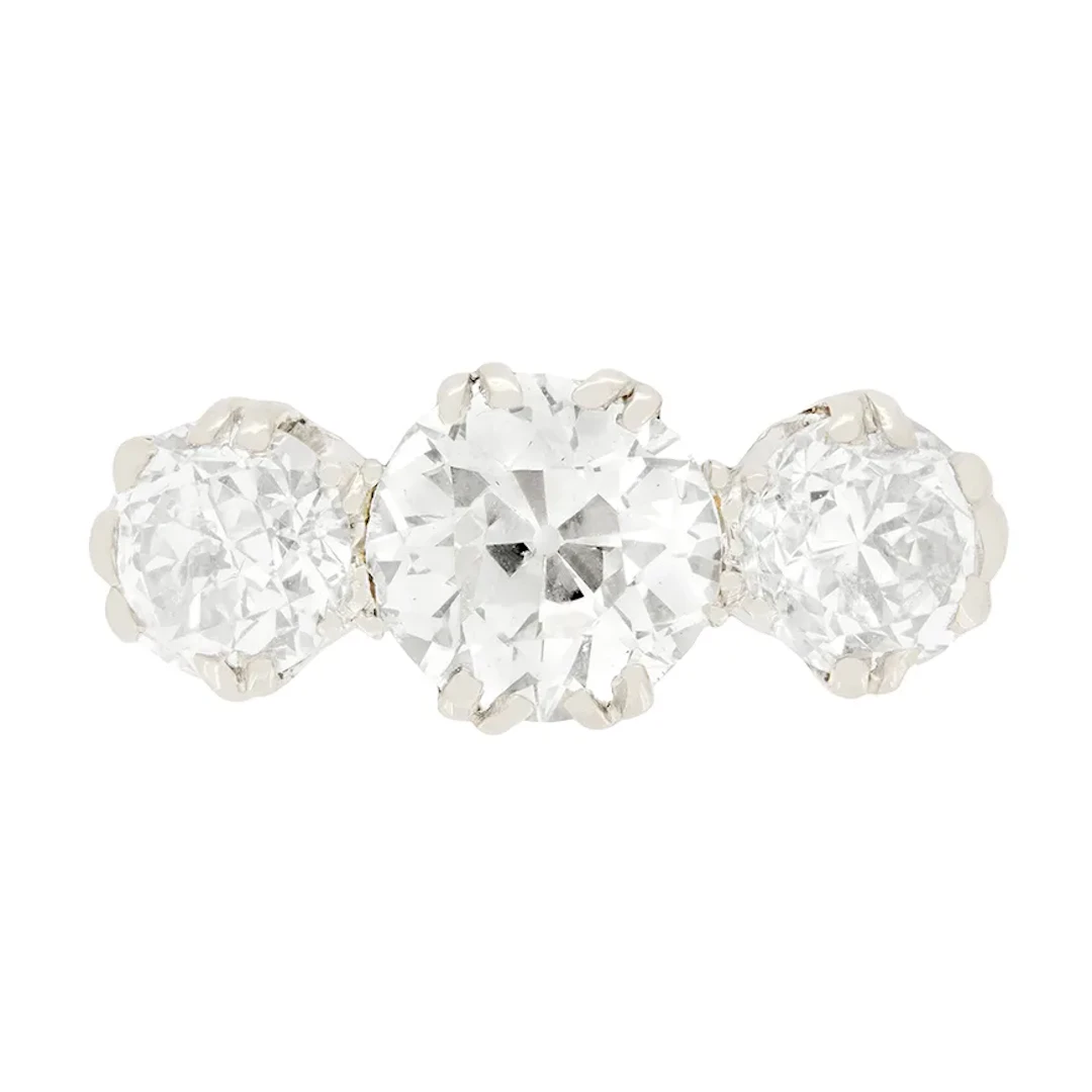 Art Deco 3.00ct Three Stone Ring, c.1920s