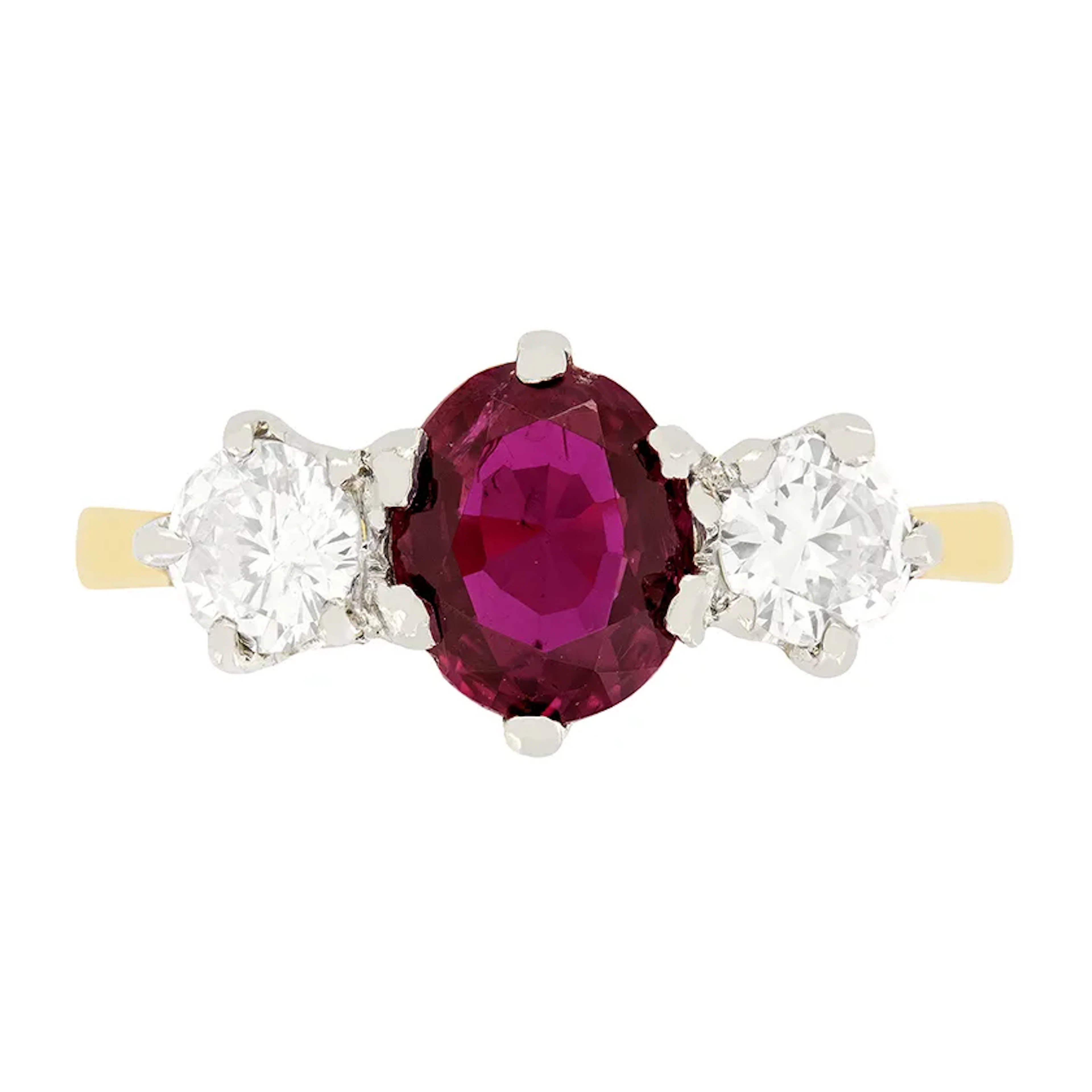 Vintage 1.20ct Ruby and Diamond Trilogy Ring, c.1950s