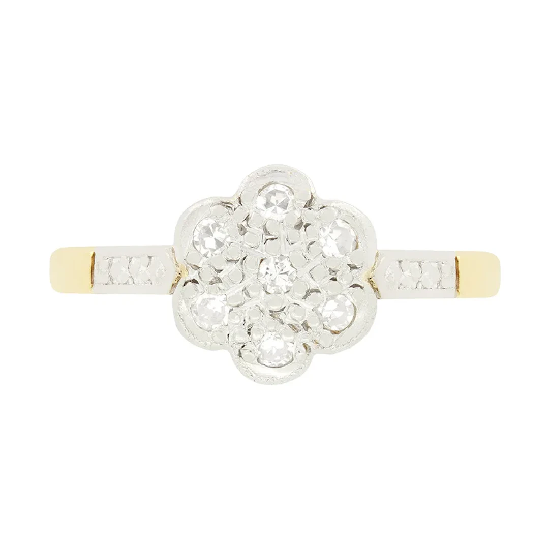 Vintage 0.07ct Diamond Daisy Cluster, c.1950s