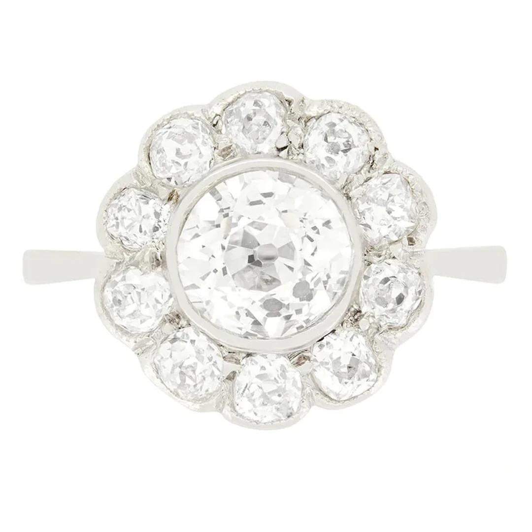 Art Deco 1.30ct Diamond Halo Ring, c.1920s
