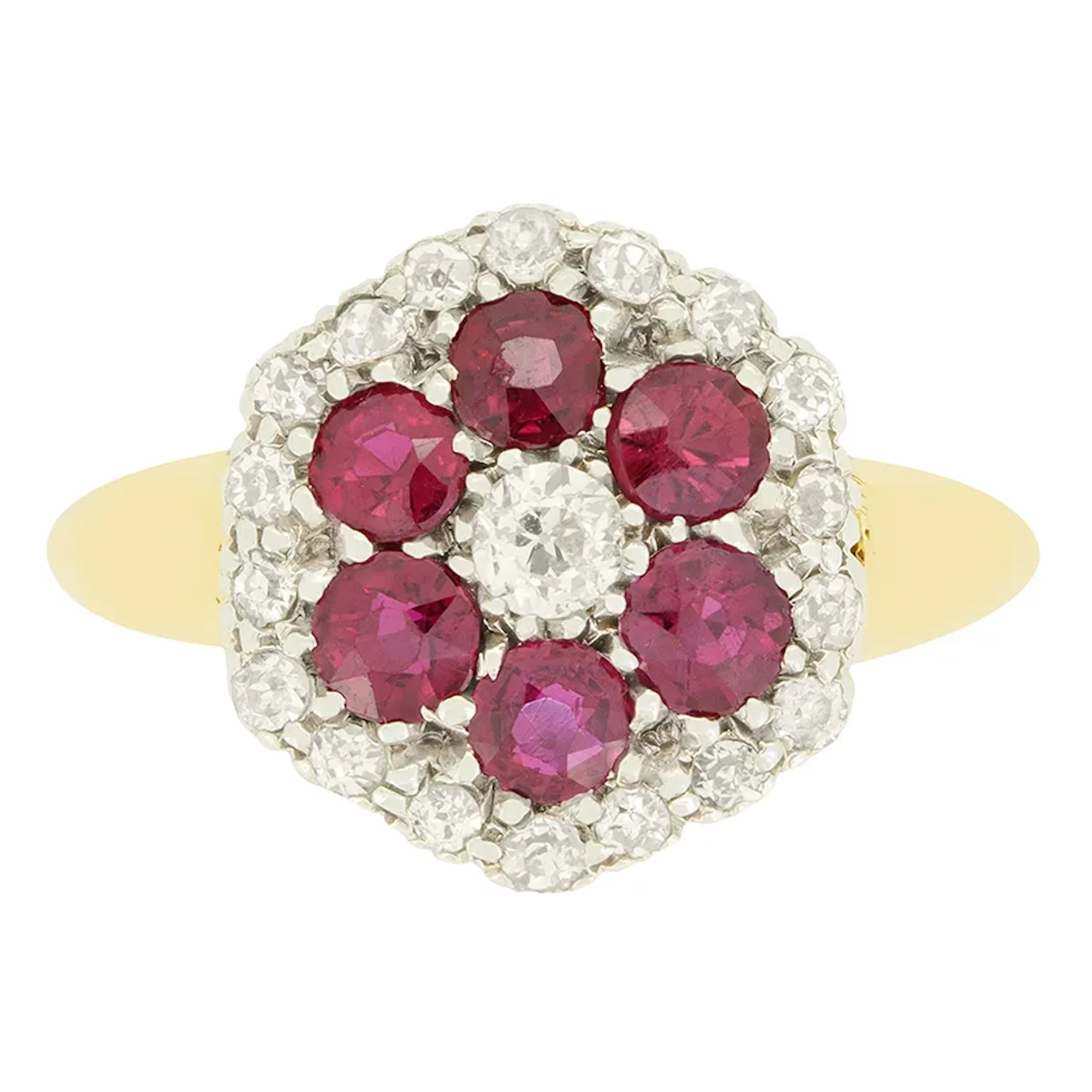 Victorian 0.51ct Diamond and Ruby Cluster Ring, c.1880s