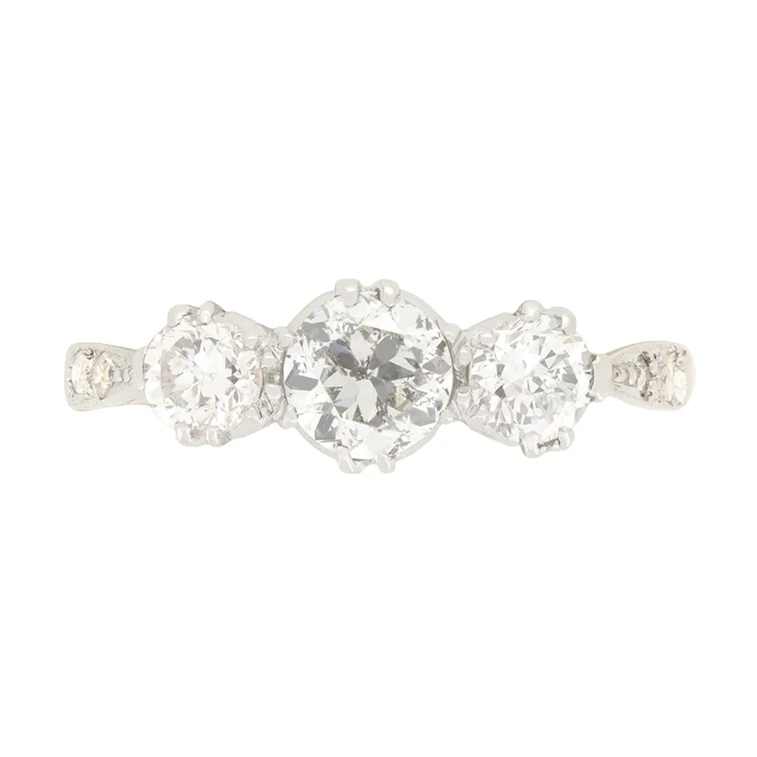 Art Deco 1.00ct Diamond Trilogy Ring, c.1930s