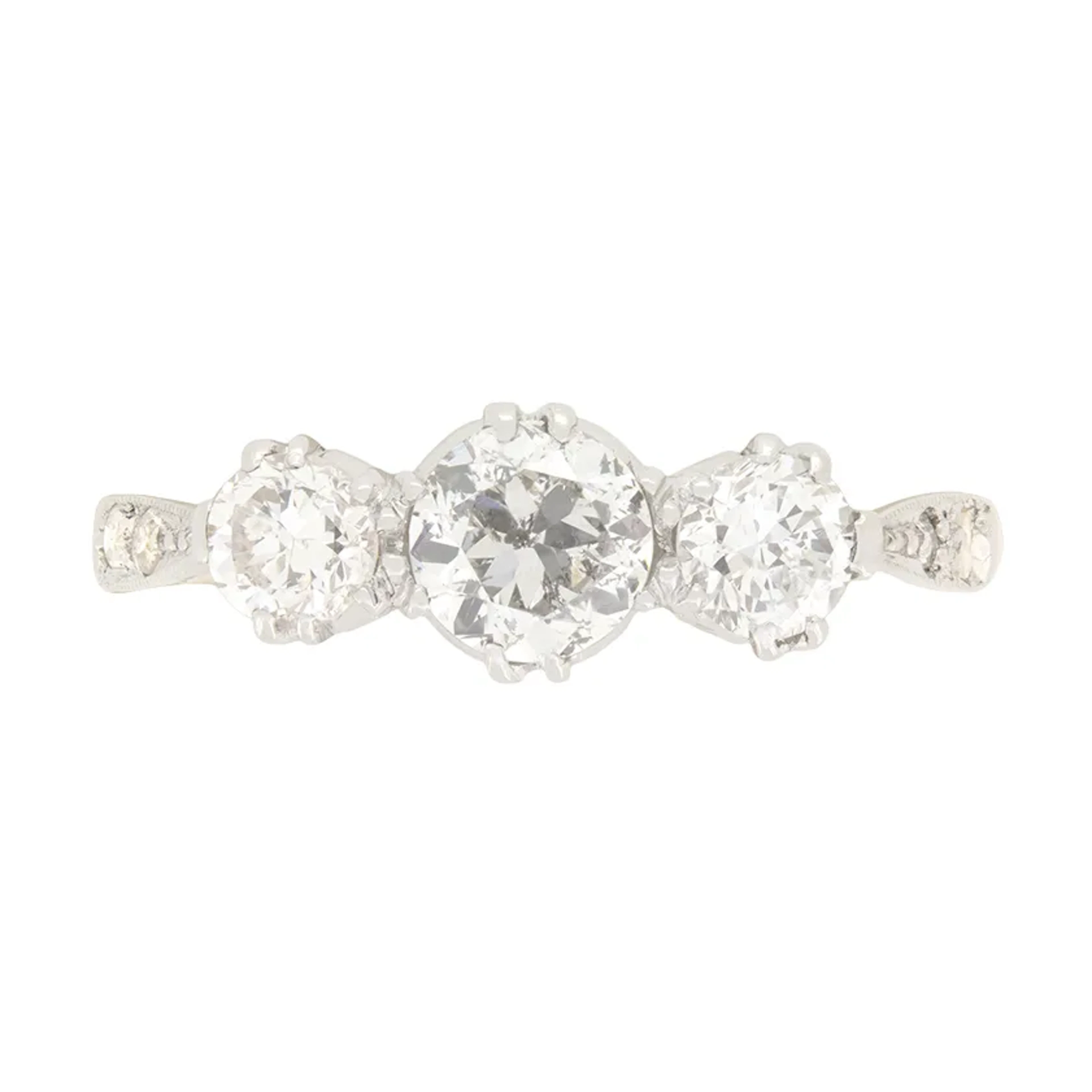 Art Deco 1.00ct Diamond Trilogy Ring, c.1930s