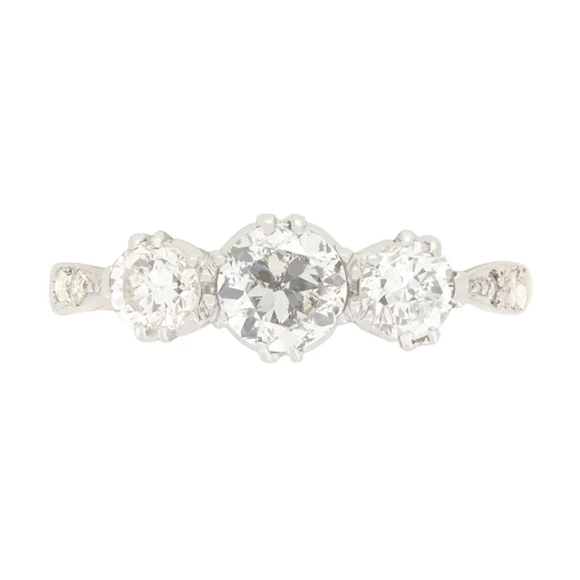 Art Deco 1.00ct Diamond Trilogy Ring, c.1930s