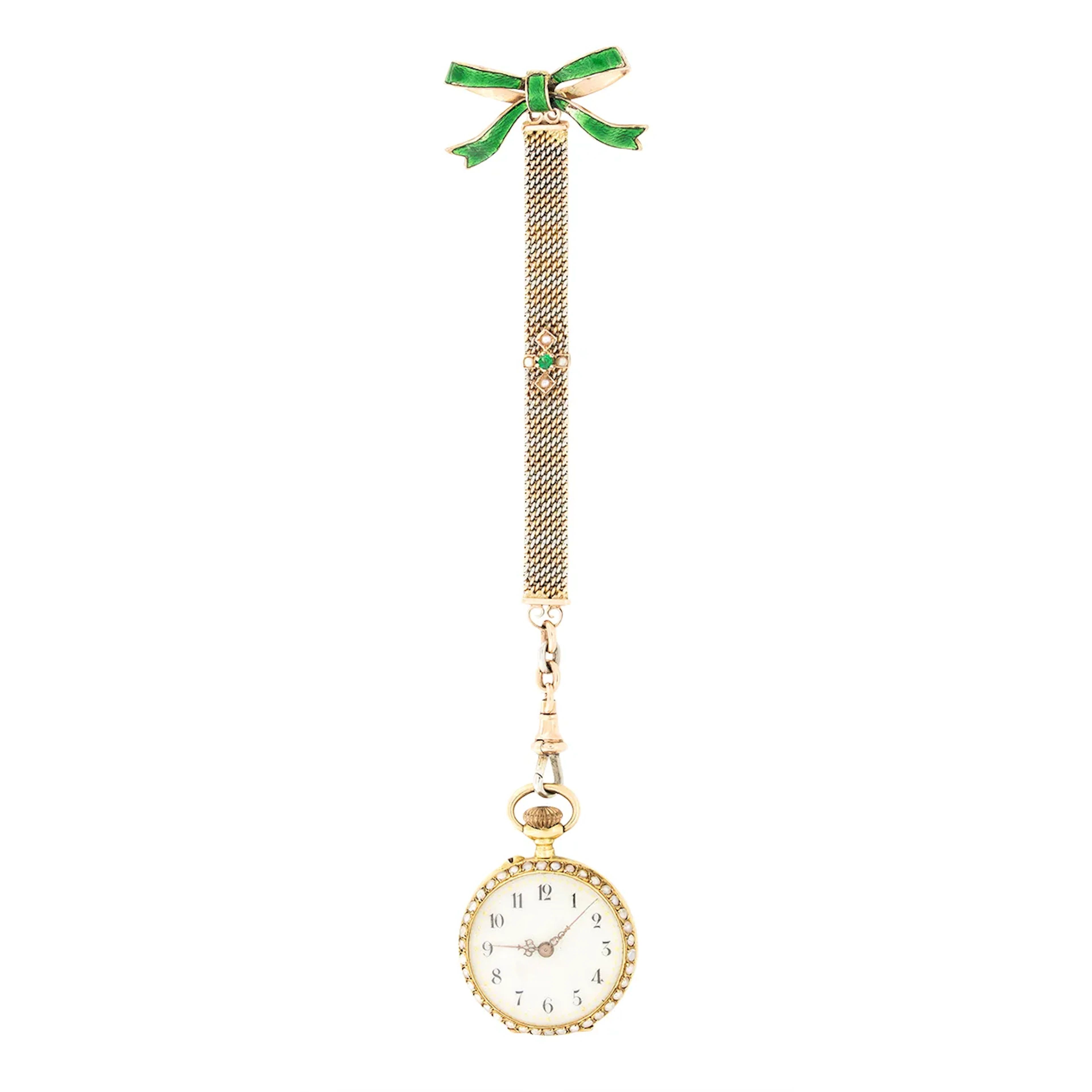 Edwardian Pearl and Enamel Pocket Watch, c.1910